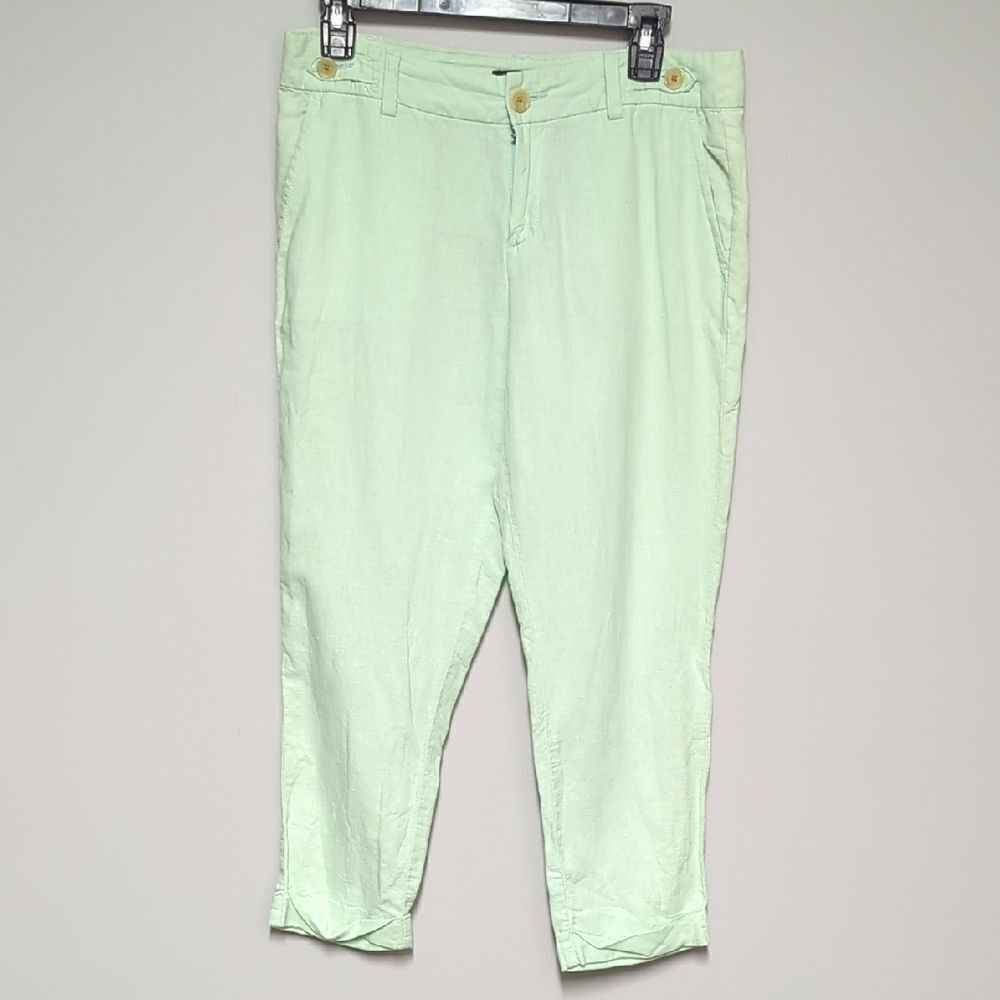 Banana Republic Light Green Linen Cropped Pants